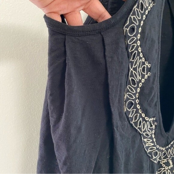 Free People Blouse Women’s Size Small Black Attina Scalloped Embroidered Tank - Picture 7 of 13